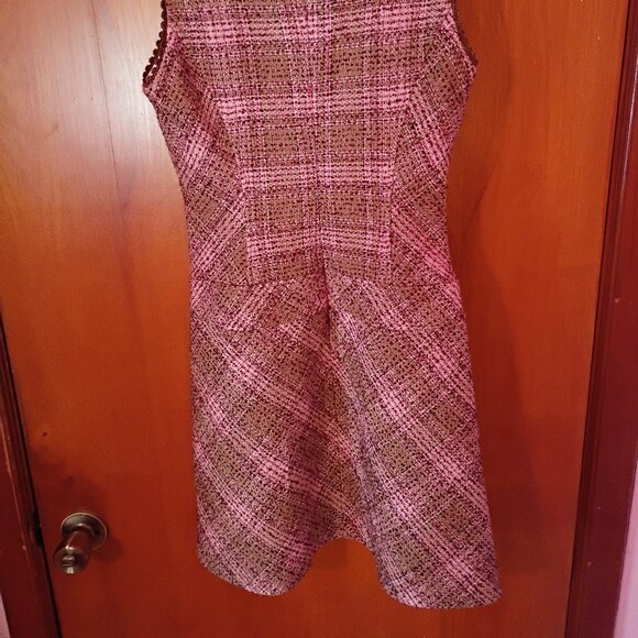 MEZZO PIANO Girls' L Pink/Brown Tweed Plaid Retro Jumper "For Candy Girls" - Picture 5 of 6